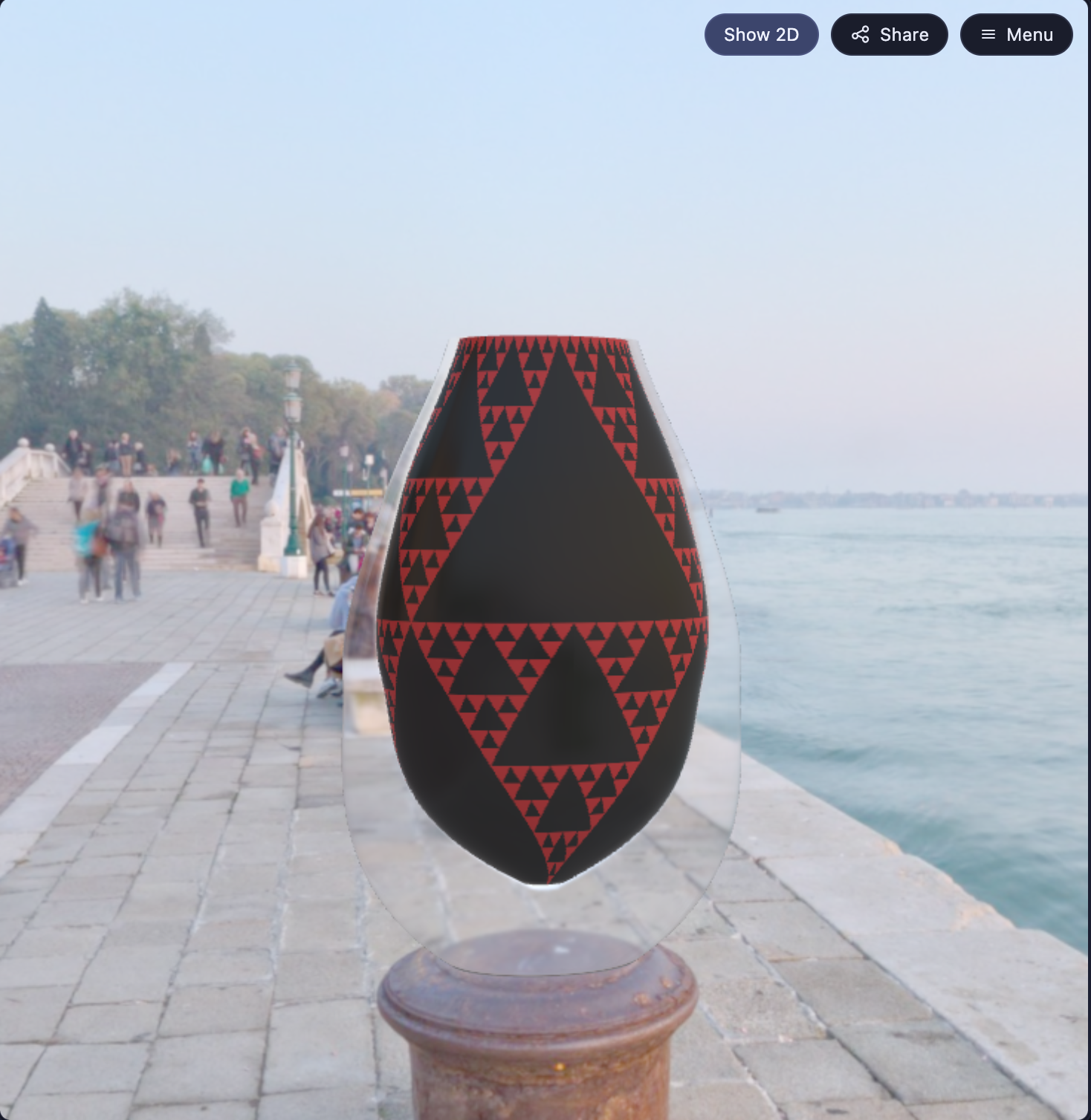 Pascaal’s Graal visualization floating above a waterfront promenade